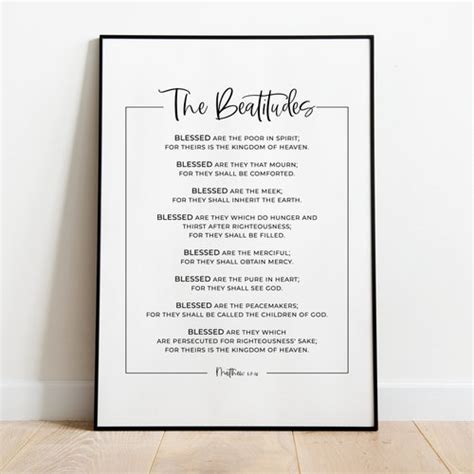 The Beatitudes Matthew 5 3 12 Christian Blessings Wall Art Etsy