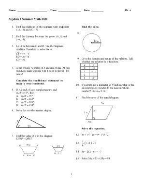 Fillable Online Algebra 1 How To Find The Endpoints Of A Line Segment