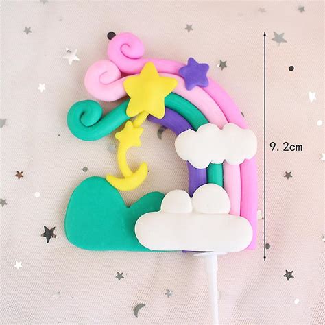 Rainbow Cake Topper Star Cloud Cupcake Decor Sofa Clay Cake Decor Baby