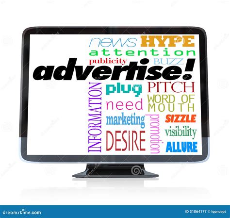 Advertise Marketing Words On Hdtv Television Stock Illustration