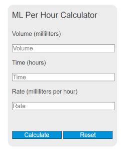 how to calculate ml per hour