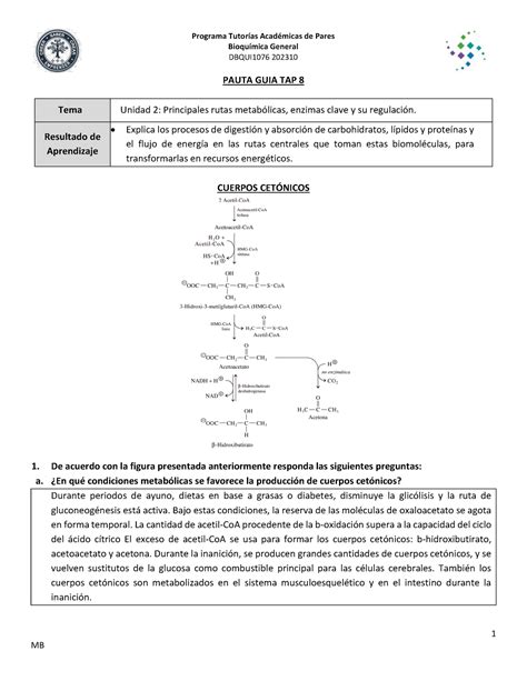 8 Pauta Guia 8 Bioquímica Bioquímica General DBQUI 1076 202310 1