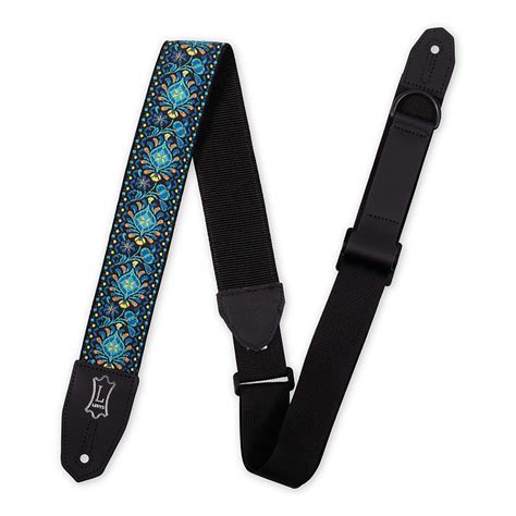 Levys Right Height Strap W Woven Blue Black Gold Motif Reverb