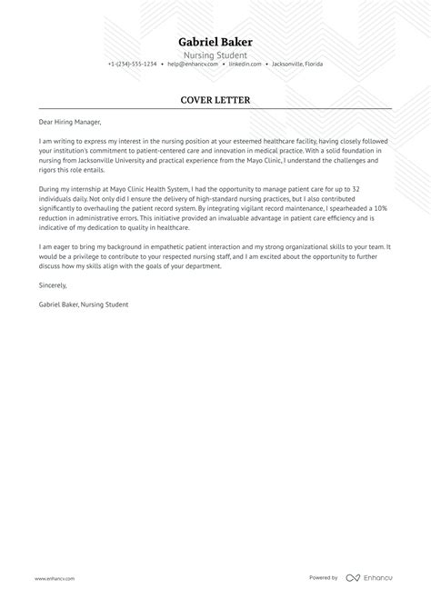 Nursing Cover Letter Format