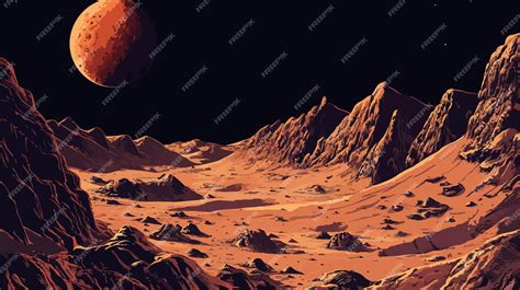 Detailed Mars Surface Vector Illustration for Graphic Design Projects ...