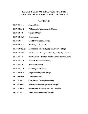 Fillable Online In Local Rules Of Practice For The Dekalb Circuit And