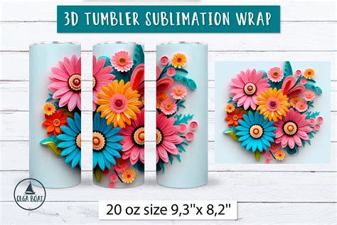 3d Daisy Sublimation Tumbler Wrap Graphic By Olga Boat Design