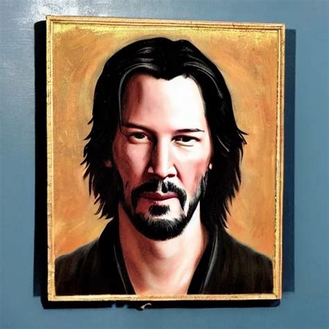 A Renaissance Style Portrait Painting Of Keanu Reeves Stable