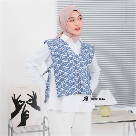 Jual Vest Batik Wanita Rompi Batik Atasan Wanita Outer Batik Modern