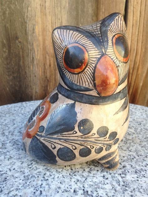 Vintage Tonala Pottery Mexican Owl Figurine Collectible Folk Etsy