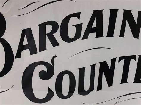 Antique Trade Sign Bargain Counter Mercantile Signage Oak Frame Hand Inked