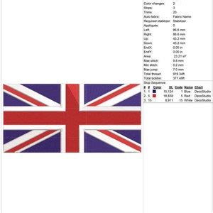 Uk Flag Machine Embroidery Design X X And X Hoop Flags