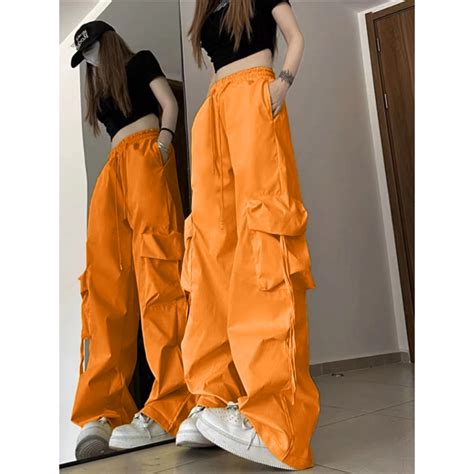 Hiphop Street Baggy Trousers Women S Outfit 4 Pockets Highwaist Vintage Loose Tooling Pants 3065