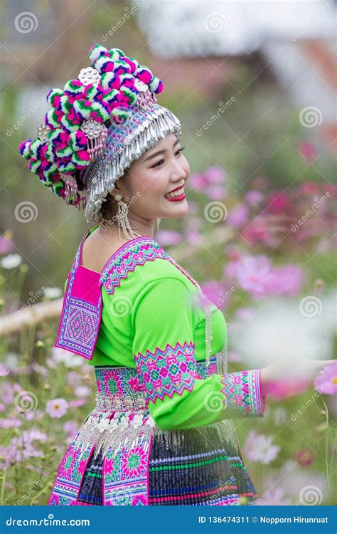 Hmong Girl In Beautiful Dress Colorful And Fashion Mixed Between New