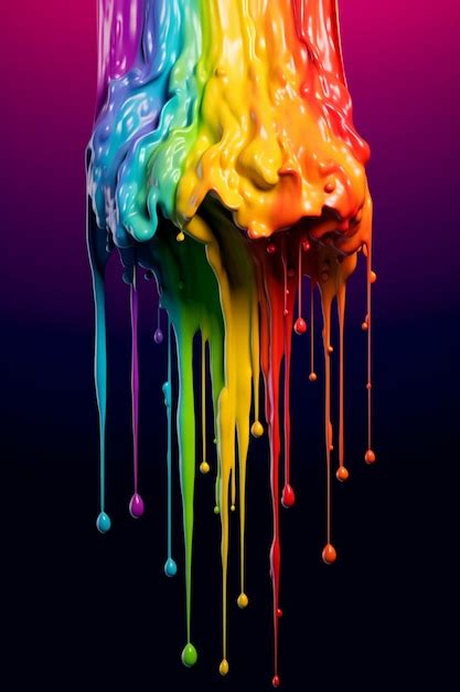 Colorful Rainbow Dripping Down From The Sky In The Style Of Zbrush