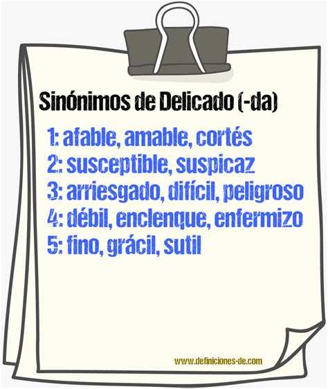 Sinónimos de «delicado»