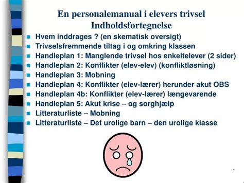 Ppt En Personalemanual I Elevers Trivsel Indholdsfortegnelse