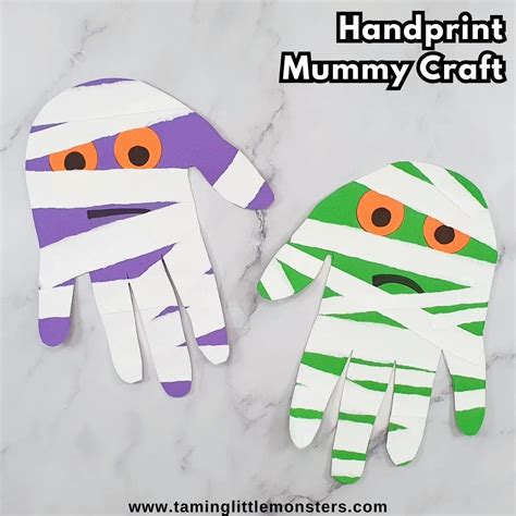 Cute Handprint Mummy Craft for Kids - Taming Little Monsters