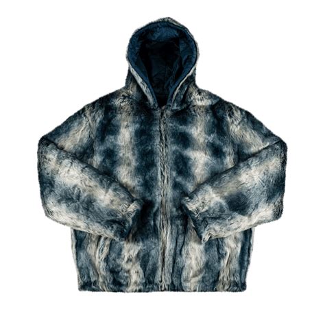 Buy Supreme Faux Fur Reversible Hooded Jacket Ice Blue Fw J Ice