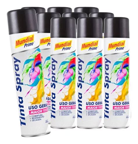 Kit 10 Tinta Spray Grafite Metalico Mundial Prime 400ml