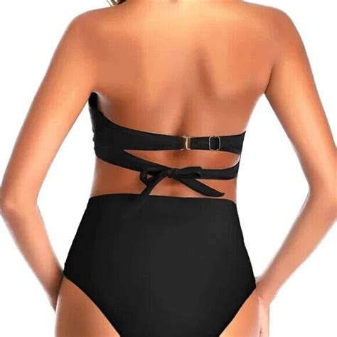 Women S Bikini Retro Halter Ruched High Waist Bottom Size Med Tempt Me Brand Ebay