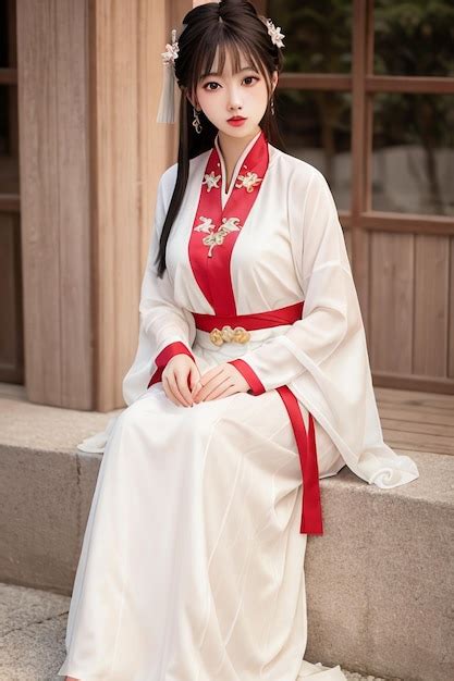 Premium AI Image | The white lady hanfu costume for women