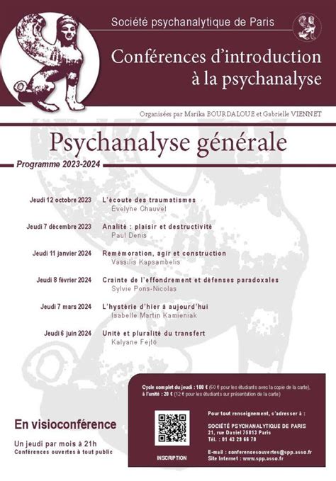 Conférences d introduction à la psychanalyse 2023 2024 Société