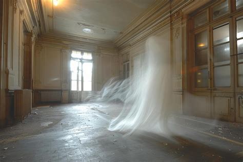 Illustration Of Ghostly Figure Floating In An Abandoned Building