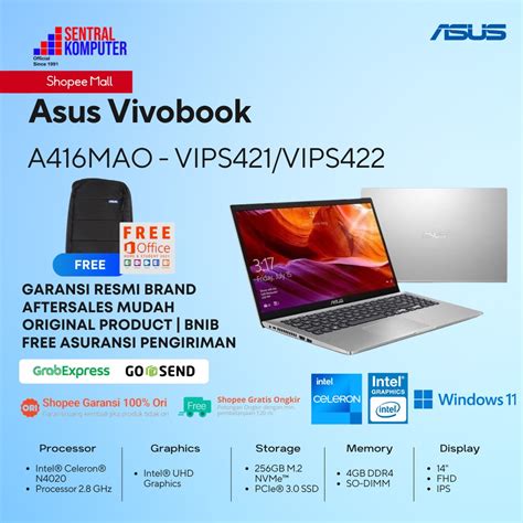 Jual Asus A Mao Vips Celeron N Gb Gb Ssd Win Ohs Shopee