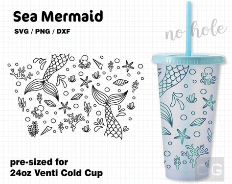 The Sea Mermaid Tumbler Cup Is Shown With Its Lid And Straw In Front Of It