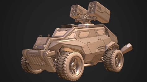 3D Model Sci Fi Armored Military Rocket Launcher PBR VR AR Low Poly