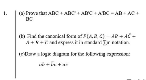 Solved A Prove That Abc Abc Ab C A Bc Ab Ac Chegg