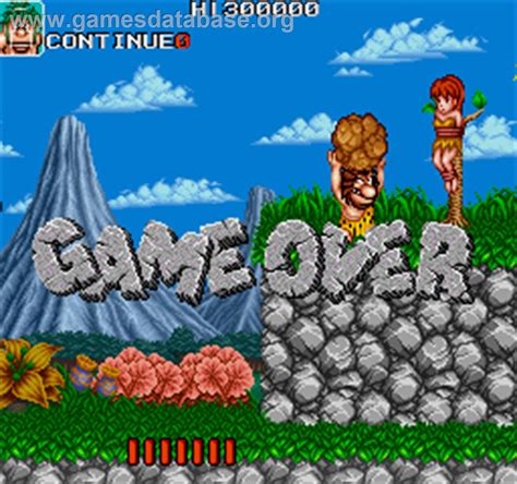 Caveman Ninja Arcade Artwork Game Over Screen