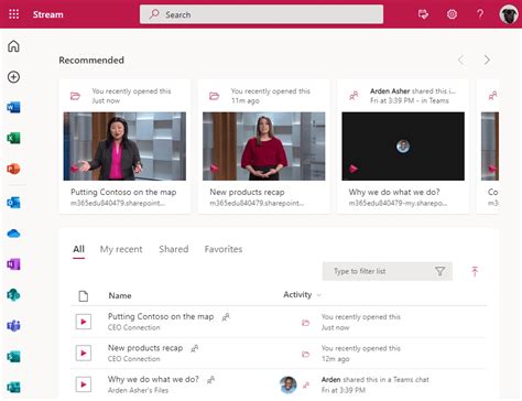 Vorschau Der Microsoft Stream Startseite In Microsoft 365 Microsoft