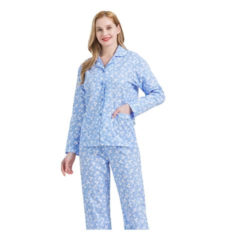 Global Womens 100 Cotton Notch Collar Pajama Set Homewear With Pockets Spring And Summer 2