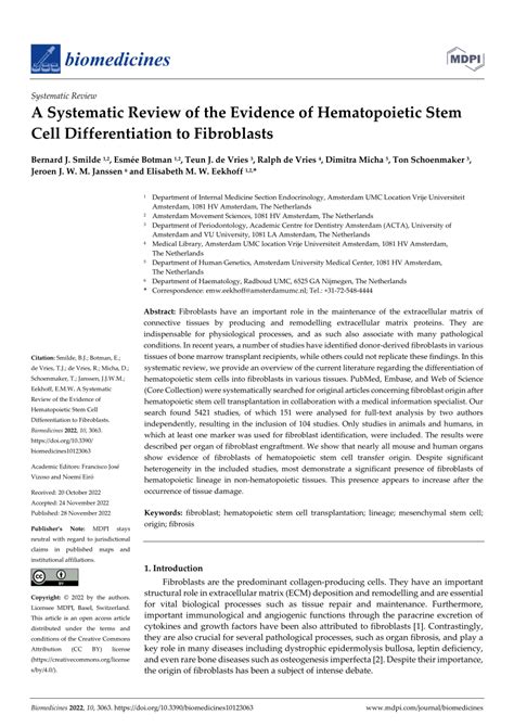 (PDF) A Systematic Review of the Evidence of Hematopoietic Stem Cell ...