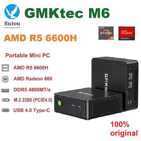 GMKtec M6 AMD Ryzen 5 6600H Mini PC DDR5 32GB SSD 1TB WIFI6 BT5 2 USB4