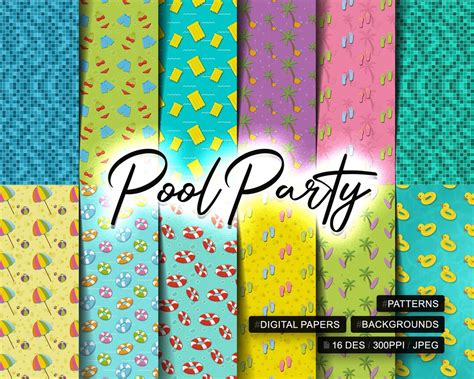 16 Pool Party Digital Paper Pool Party Digital Patterns Etsy Australia