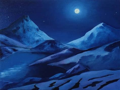 "Full moon" Painting | Landscape paintings, Night landscape, Oil ...