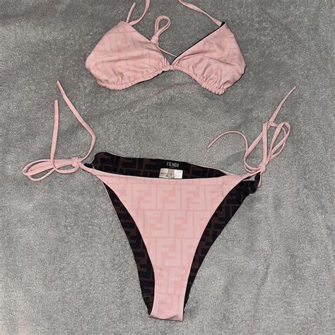 Fendi Women's Pink and Brown Bikini-and-tankini-tops | Depop