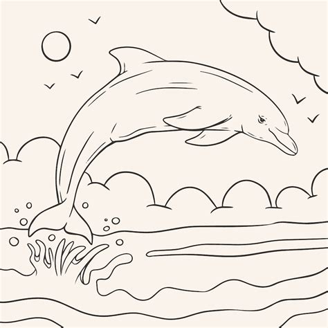 Premium Vector | Hand drawn dolphin outline illustration