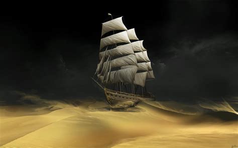 Pirates Of The Caribbean Ship Schooner Desert Hd Wallpaper Movies And