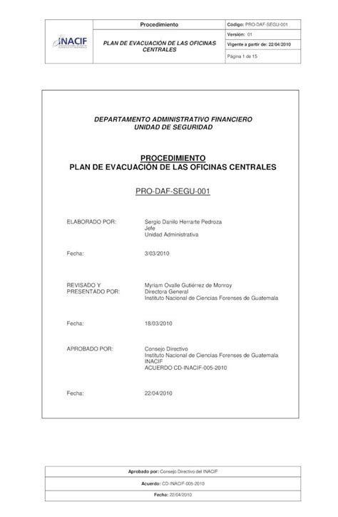 Pdf Pro Daf Segu Plan De Evacuaci N De Las Oficinas