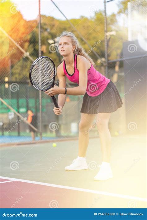 Woman Tennis Player Training on Court Stock Photo - Image of girl ...