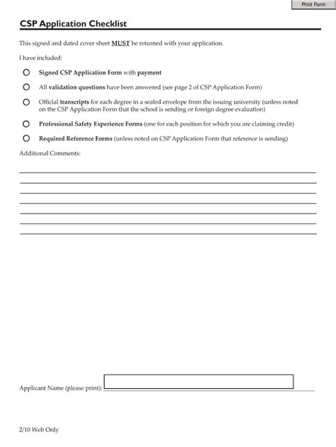 Fillable Online Asse Csp Application Checklist Fax Email Print Pdffiller