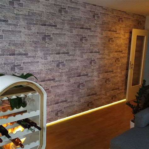 3d Wall Panels Brick Effect Cladding, Light Grey Stone Look Wall ...