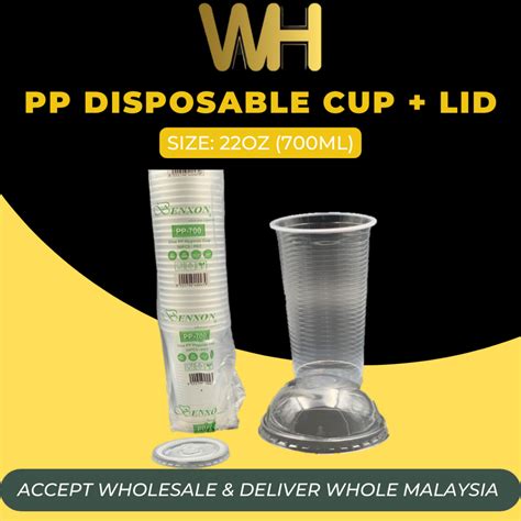 100 Sets 22oz Pp Cup With Flat Lid Benxon Pp700 Disposable