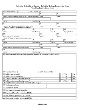 Fillable Online Sia Web Grant Application Cover Sheet Pdf Society For