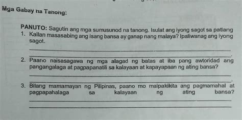 Ng BusMga Gabay Na Tanong PANUTO Sagutin Ang Mga Sumusunod Na Tanong