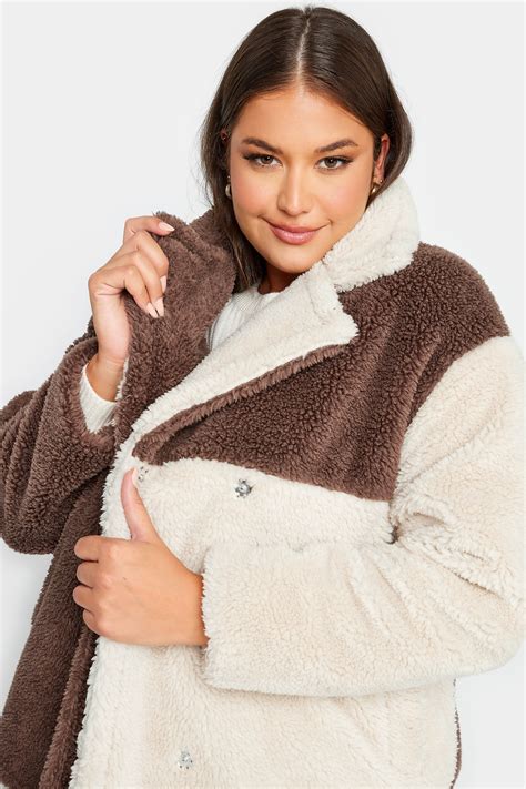 Yours Plus Size Camel Brown Teddy Maxi Coat Yours Clothing